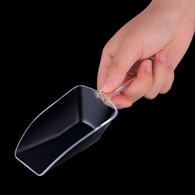 Hestya 8 Pcs Multi Purpose Clear Plastic Scoops for Candy Buffet Acrylic Kitchen Ice Food Popcorn Scoops for Protein Powders, Ice Cream, Coffee, Tea Jar (6.7 Inch)
