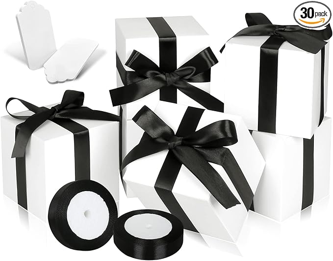 50 Pack Small Gift Boxes, 3x3x3 Favor Boxes White Paper Gift Boxes with Lids for Presents, Crafting, Cupcake Boxes, Gifts, Candy Boxes for Wedding Party Bridal Shower Baby Shower Favors