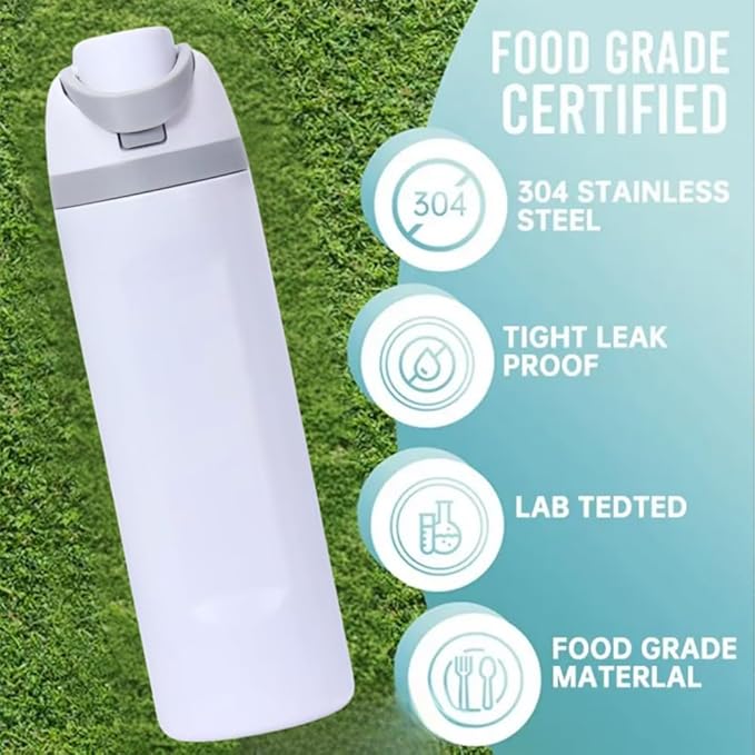 DUTHINGS Insulated Stainless Steel Water Bottle with Straw, 24 oz, Reusable Sports and Travel Bottle for School, Kids, and Outdoors - Leakproof and BPA-Free (WHITE)