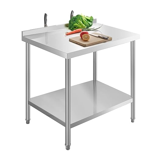 Stainless Steel Table Stainless Steel Table for Prep & Work 30 x 24 Inches with Backsplash and Knife Block for Restaurant, Home and Hotel