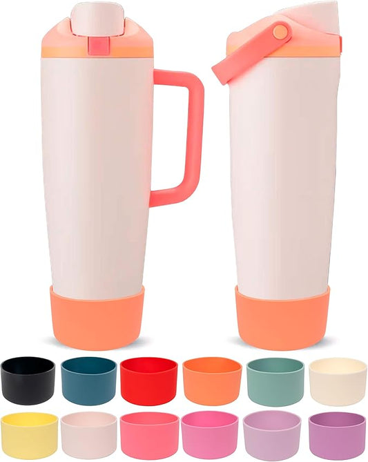 Silicone Boot for Owala 30oz & 40oz FreeSip Sway Bottles & Tumblers - Non-Slip, Scratch-Resistant, Stability Enhancer, Available in 12 Colors (Nectarine Orange)