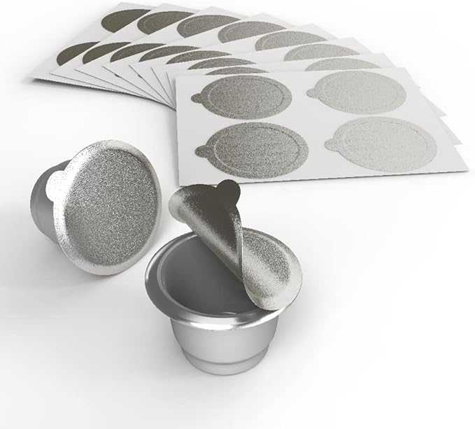 Aluminum Foils Lids for Reusable Nespresso Original Line Stainless Steel Coffee Pods,Compatible with Nespresso Originaline Machine, 100pcs Nespresso Original Line Capsules Coffee Pods Lids