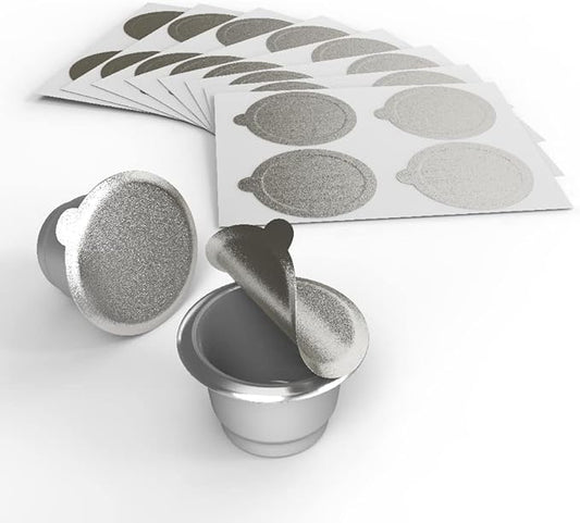Aluminum Foils Lids for Reusable Nespresso Original Line Stainless Steel Coffee Pods,Compatible with Nespresso Originaline Machine, 100pcs Nespresso Original Line Capsules Coffee Pods Lids