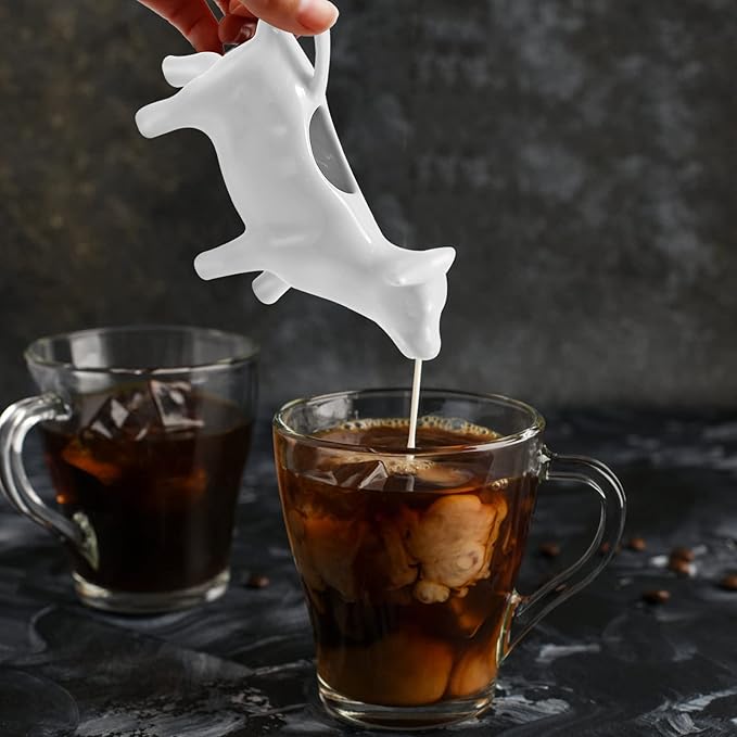 Ceramic Cow Shape Creamer and Sauce Jug, 100ML Mini Milk Pitcher for Coffee, Tea, Kitchen