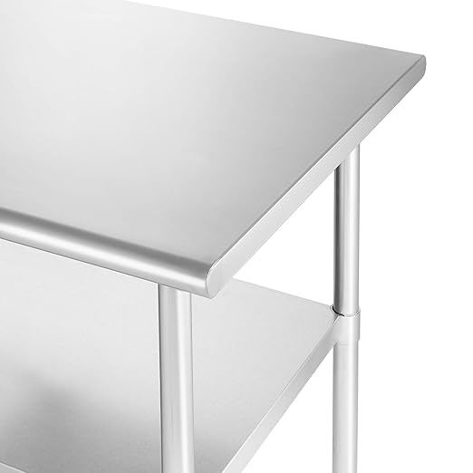 GRIDMANN NSF Stainless Steel Work & Prep Table 60 x 30 Inches with Caster Wheels and Under Shelf for Restaurant, Home, Hotel