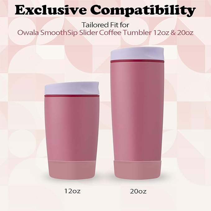 2Pcs Silicone Boot for Owala SmoothSip Slider Coffee Tumbler 20oz 12oz, Anti-Slip Sleeve for Travel Coffee Mug, Protective Accessories for Owala BPA Free (Crochet Queen)