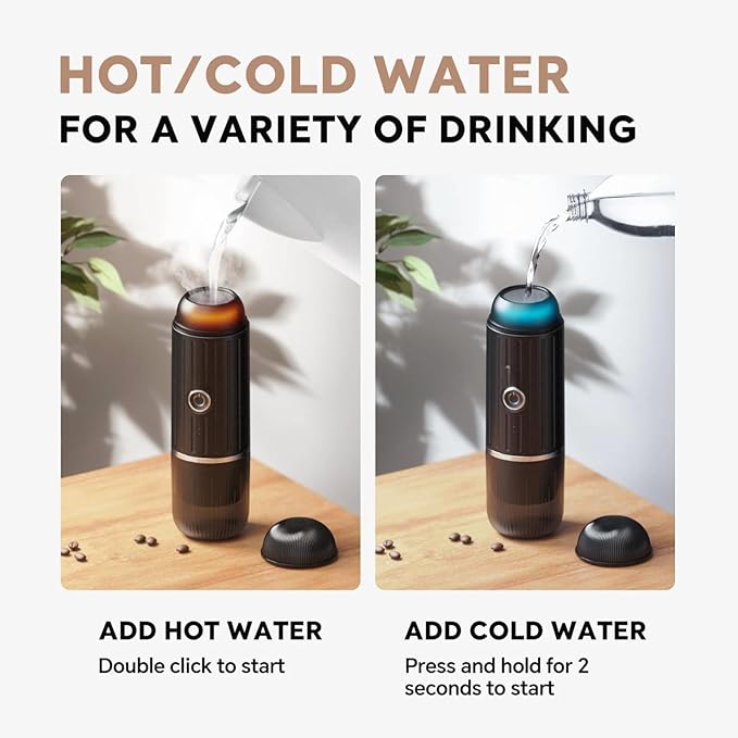Portable Espresso Machine with 3-4 Min Self-heating, 12V Rechargeable Electric Coffee Machine 19 Bar Compatible with NS Capsules and Ground Coffee (Red)