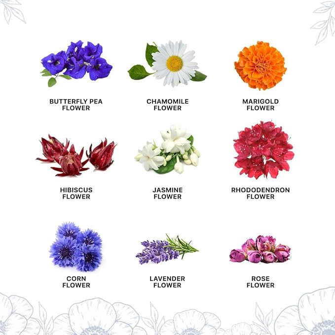 BLUE TEA - Assortment Tea Gift Set - 9 Flavors (5x9 = 45 Plant Based Tea Bags) | Herbal Tea - Caffeine Free - Non-Bitter - Gluten Free - Vegan | Variety Pack | Gifts for Him and Her