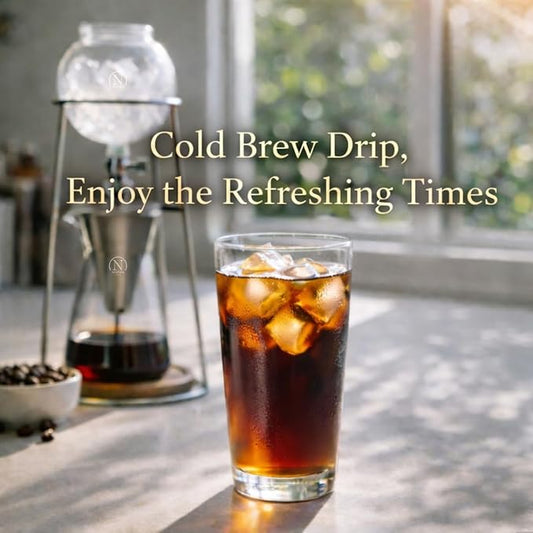 Nispira Iced Coffee Cold Brew Drip Coffee Maker Stainless Steal, 400mL, Borosilicate Glass