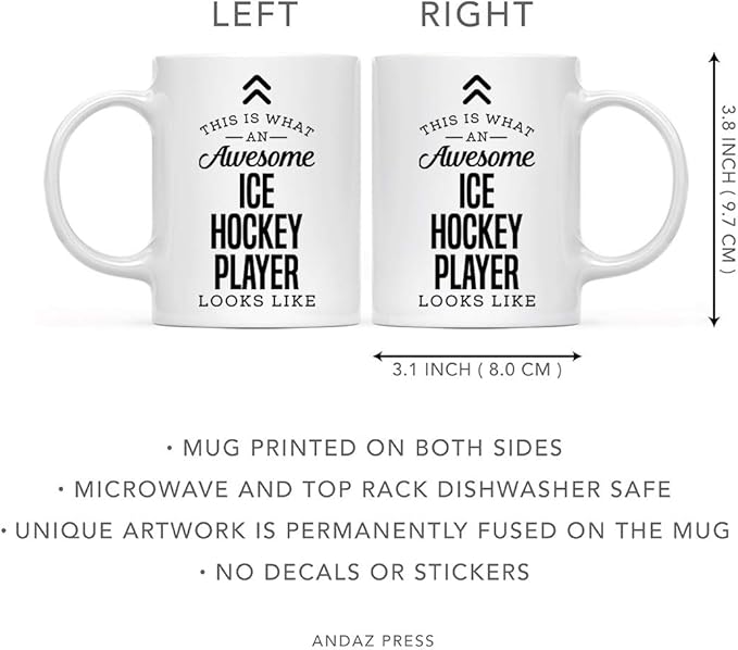 Andaz Press 11oz. Ceramic Coffee Tea Mug Thank You Gift, This is What an Awesome Ice Hockey Player Looks Like, 1-Pack, Birthday Christmas Gift Ideas Coworker Him Her, Includes Gift Box
