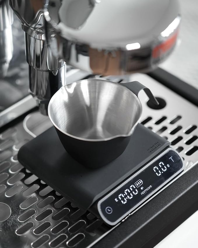 Normcore Espresso Measuring Cup, Espresso Shot Cups with Handle, Espresso Pouring Cup with Double Spout for Barista Tool Accessories, 1mm Thick, 304 Stainless Steel, Matte Black