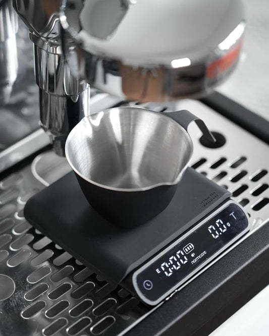 Normcore Espresso Measuring Cup, Espresso Shot Cups with Handle, Espresso Pouring Cup with Double Spout for Barista Tool Accessories, 1mm Thick, 304 Stainless Steel, Matte Black