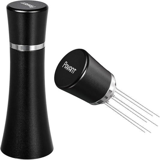 WDT Distribution Tool with Stand,6 Prongs Coffee Stirring Tool for Espresso Distribution-Espresso Needle Espresso Stirrer-0.4mm Thick Wires-Weiss Distribution Technique-Anodized Aluminum Handle