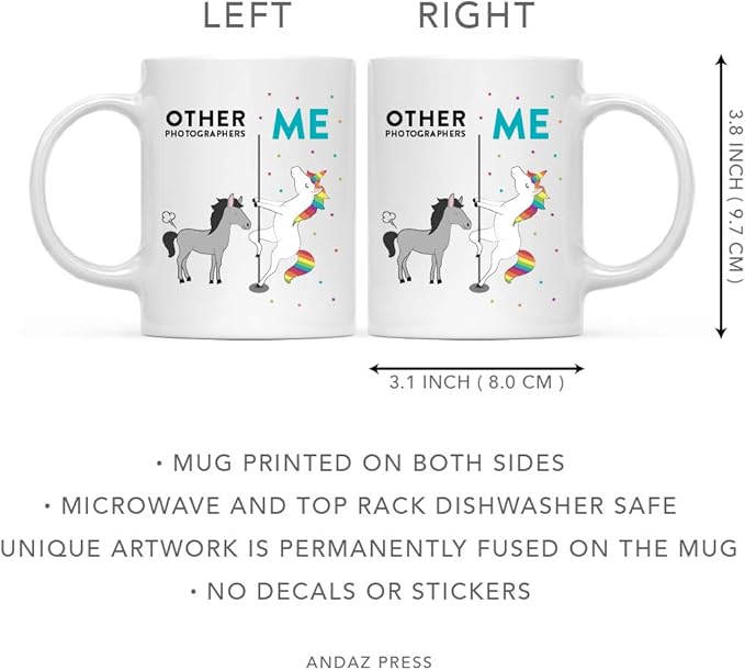 Andaz Press Funny Quirky 11oz. Ceramic Coffee Tea Mug Thank You Gift, Other Photographers Me, Horse Unicorn, 1-Pack
