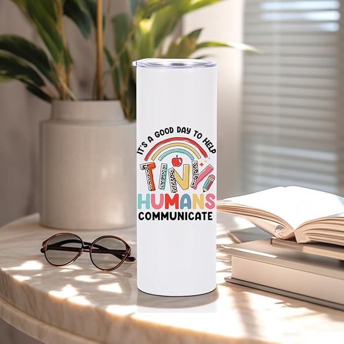 20 Oz Skinny Straight Tumbler, Speech Therapy Gifts, Speech Therapist Tumbler, SLP Gifts Insulated Tumbler Stainless Steel Tumblers, Coffee Cups with Lids Thermal Cups - everyone deserves a voice