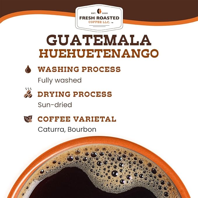 Fresh Roasted Coffee, Guatemala Huehuetenango, 2 lb (32 oz), Medium Roast, Kosher, Whole Bean