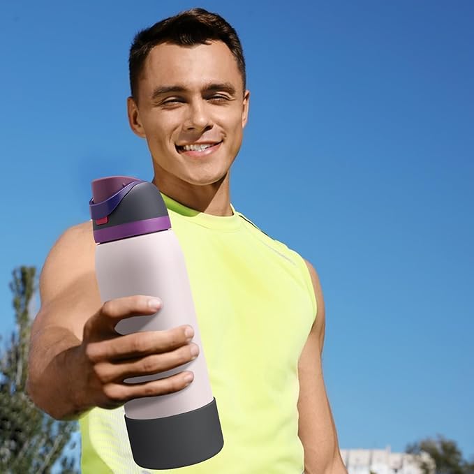2PCS Silicone Water Bottle Boot, Compatible with Owala 24oz 32oz 40oz, Protective Anti-Scratch & Anti-Dent No Noise Sleeve Cover for FreeSip/Twist/Flip Water Bottles (Dark Blue, 32oz)