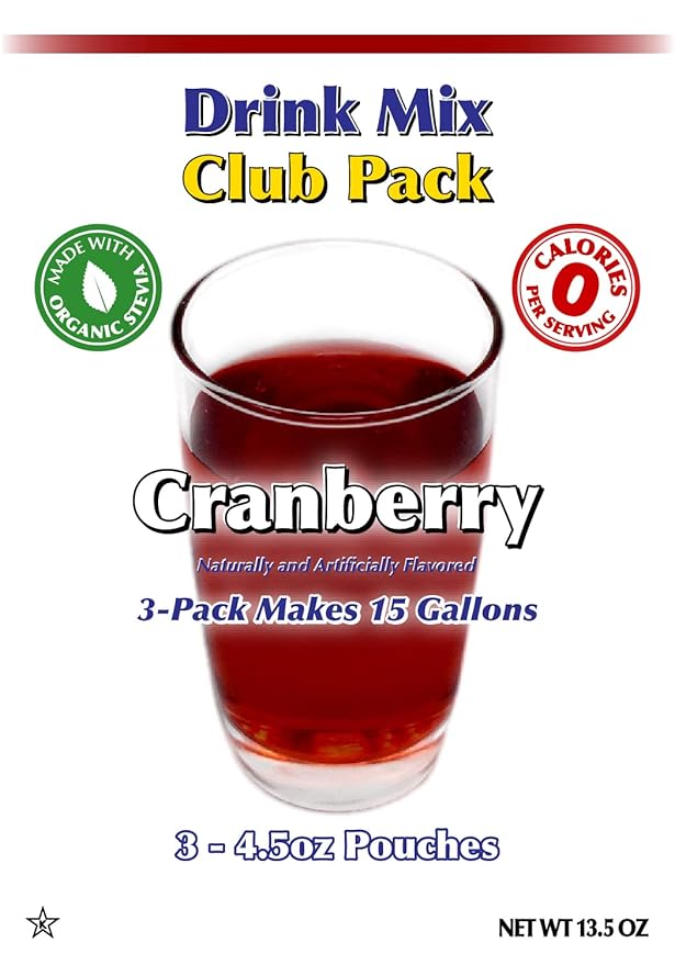 GramZero Cranberry Zero Calorie Sugar Free Drink Mix, Great For Nutrition Club Loaded Tea, Stevia Sweetened