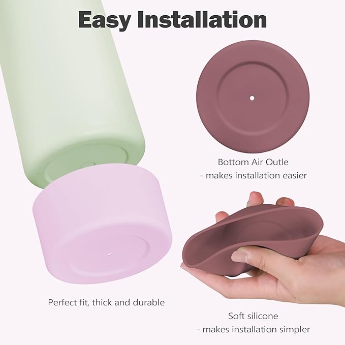 2PCS Silicone Boot for Owala 24oz FreeSip Water Bottle, Anti-Slip Scratch-Resistant Bottom Sleeve, Protective Sports Bottles Accessories, BPA-Free