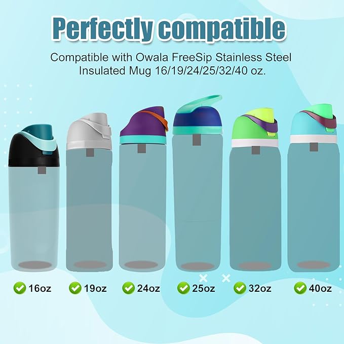 3pcs Bottle O Seal Ring & 3pcs Gasket Replacement Stopper for Owala FreeSip Cap, Silicone Water Bottle Plug Stopper BPA Free Top Lid Mouth Parts Compatible with Owala FreeSip 24oz 32oz