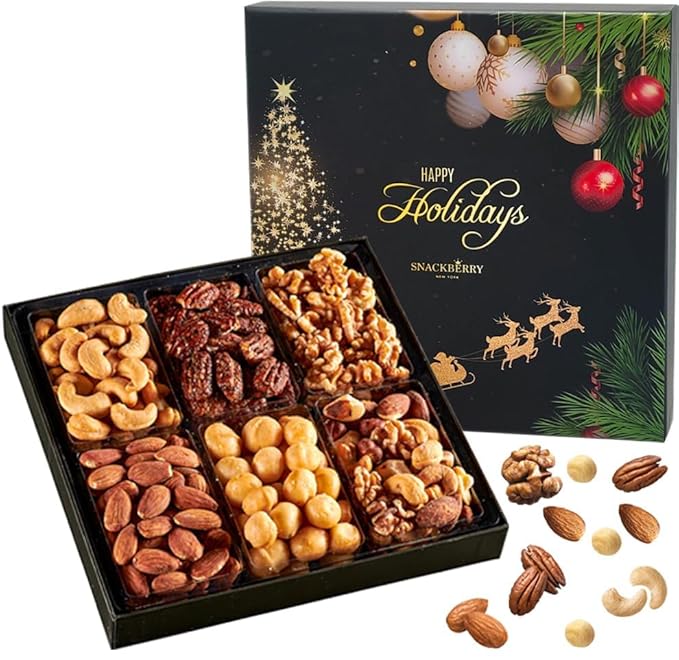Nuts Gift Basket Arrangement Platter, Gourmet Food Snack Box, Healthy Kosher (12-Pack)