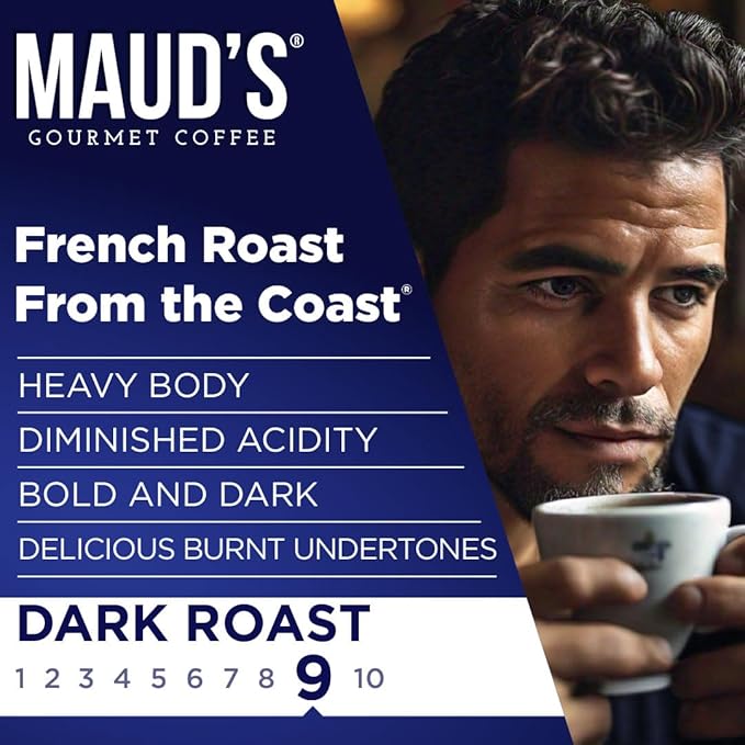 Maud's French Roast Coffee Pods, 100 ct, Dark Roast Coffee in Single Serve Pods – 100% Arabica Coffee, Compatible with Keurig K Cups Maker