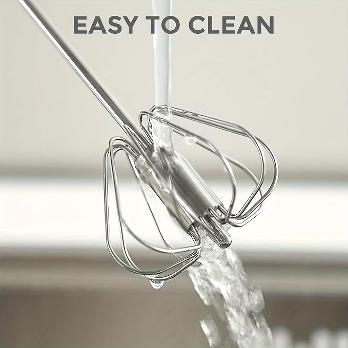 Stainless Steel Semi-Automatic Egg Beater, 2025 new hand push rotary mixer, Home Kitchen Manual Mixing Tool,used for making eggs, frothing, stirring, mixing, whipping, milkshakes, and more (7 * 27cm)