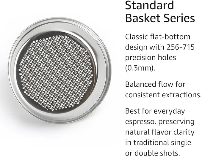 Espresso Accessories, 14g Standard Espresso Basket – 58mm Flat Bottom Precision Filter, 0.3mm Hole Design, Balanced Flow for Classic Double Shots