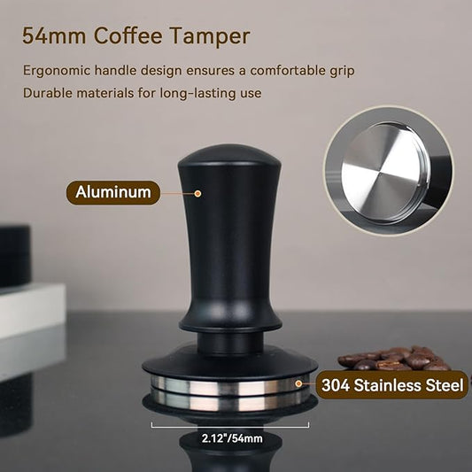 54mm Espresso Tamper Set – Spring-Loaded Tamper, WDT Tool & Magnetic Dosing Funnel