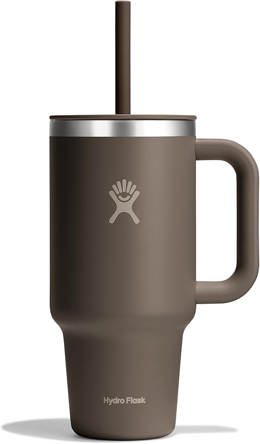 Hydro Flask Travel Tumbler with Handle, Lid and Straw - Insulated Stainless Steel in 32 Oz Sandpiper