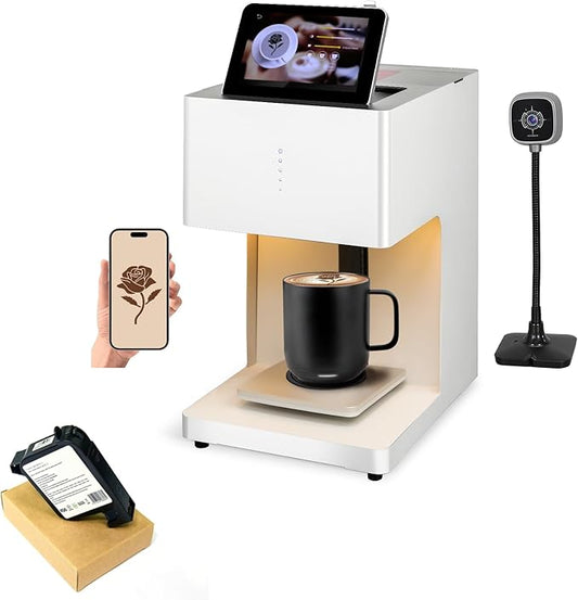 WISHILO® 600DPI High-Resolution Portable Auto Coffee Latte Art Maker - WiFi Smart Food Printer, DIY Custom Designs for Coffee Foam, Desserts (Parties, Cafes, Offices, Christmas), with a Camera