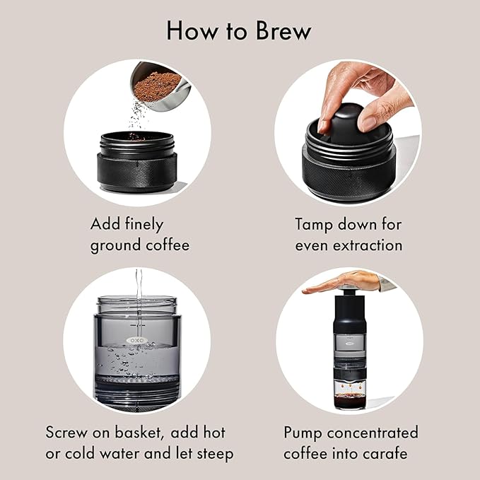 OXO Brew Rapid Brewer | Portable Manual Hot & Cold Coffee Maker | No Power Needed | Pack of 4