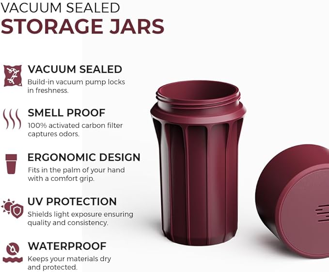 Staze Air Tight Smell Proof Container (148ml) – Vacuum Seal Stash Jar with UV Protection, Waterproof Food Storage Canister, Portable Small Smell Proof Jar for Coffee, Herb, Spice & Gummies - (BRICK)