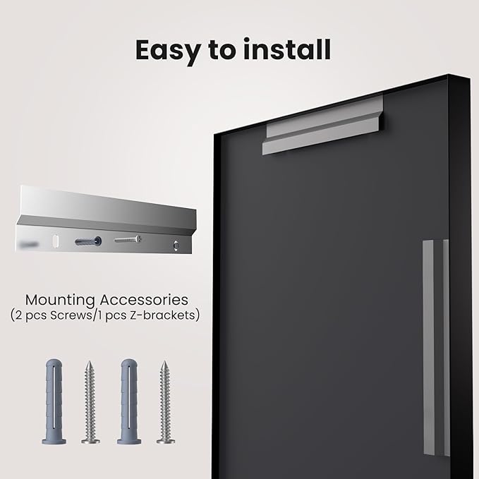LOAAO Black Bathroom Mirror 60"X36" for Wall, Rectangle Bathroom Vanity Mirror, Tempered Glass, Hangs Vertically or Horizontally, Easy to Install, Modern Design