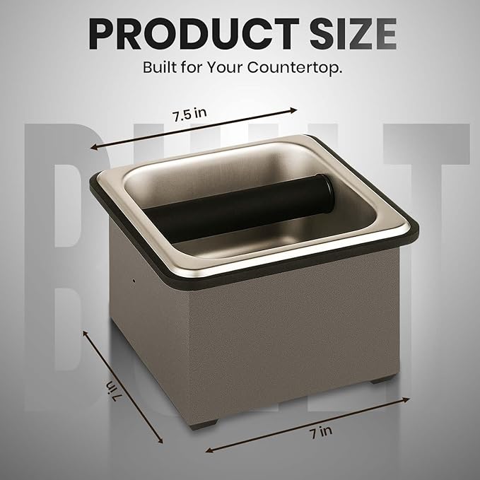Rattleware Stainless Steel Knock Box – Heavy-Duty Espresso Puck Disposal Bin with Welded Rubber Bar – Perfect for Coffee Bar Accessories, Café, Restaurant, or Home Use (6" x 5.5" x 4")