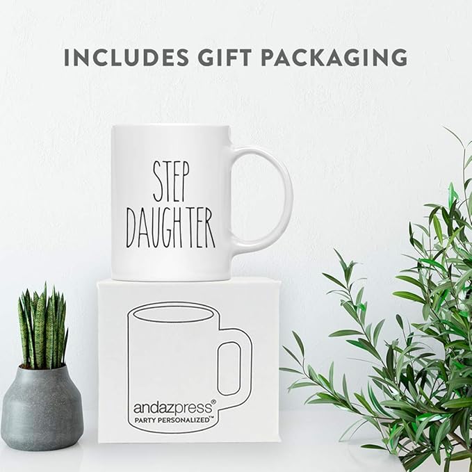 Andaz Press Simple Rustic Farmhouse Kitchen Decor 11oz. Ceramic Coffee Tea Mug Gift, Step Daughter, 1-Pack, Birthday Christmas Gift Ideas for Family, Friends