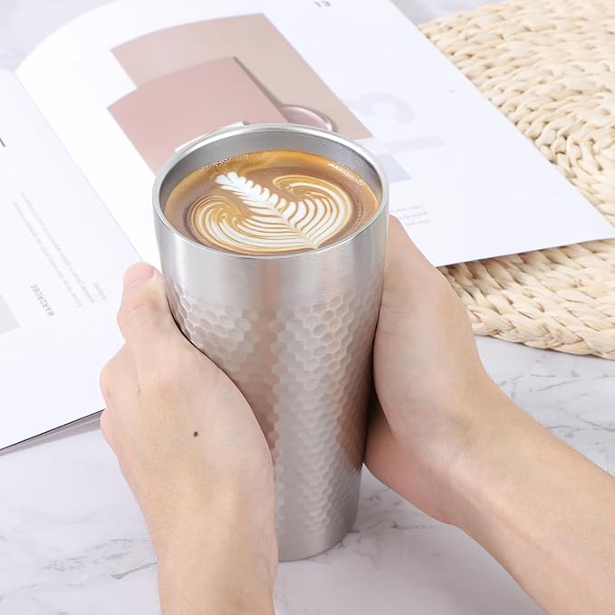 Beasea Stainless Steel Cups 19 oz, 8 Pack Large 18.6oz 550ml Stainless Steel Drinking Cups Water Tumbler Stackable Double Wall Insulated Individual Metal Pint Glasses Tin for Home Party Camping