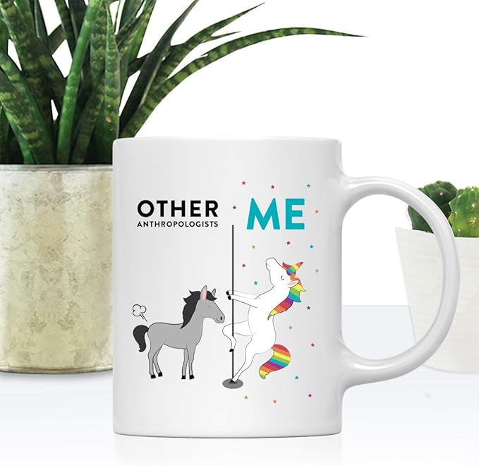 Andaz Press Funny Quirky 11oz. Ceramic Coffee Tea Mug Thank You Gift, Other Anthropologists Me, Horse Unicorn, 1-Pack