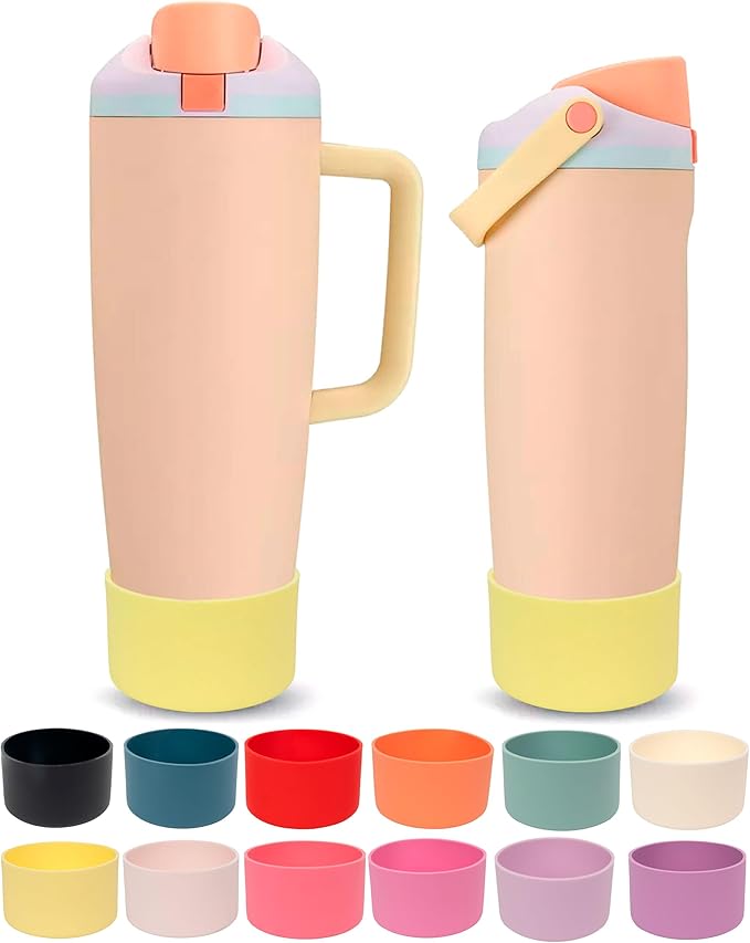 Silicone Boot for Owala 30oz & 40oz FreeSip Sway Bottles & Tumblers - Non-Slip, Scratch-Resistant, Stability Enhancer, Available in 12 Colors (Yuzu Yellow)