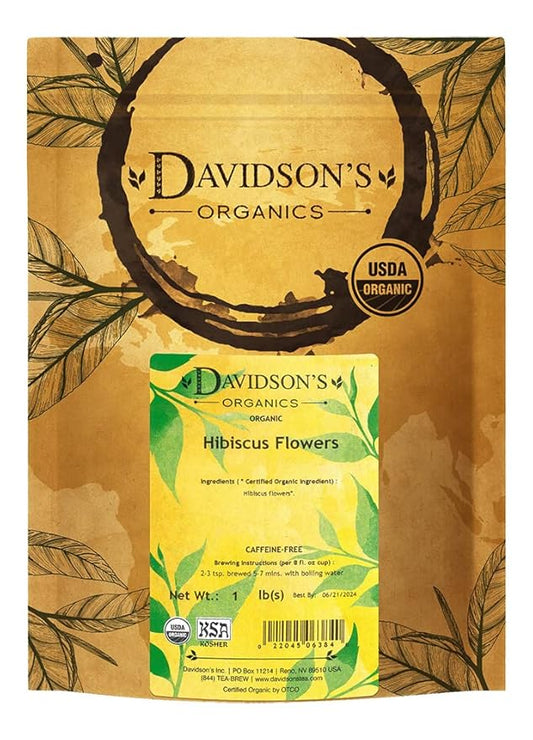 Davidson's Tea Bulk, Herb Pure Org Hibiscus Flowers, 16-Ounce Bag