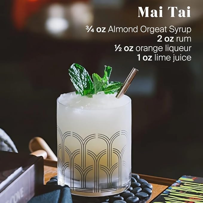 Liber & Co. Almond Orgeat Syrup - Made with California Almonds & Orange Blossom Water - Makes 25 Drinks - Essential for Authentic Mai Tais, Tiki Drinks, and Coffee (12.7 oz)
