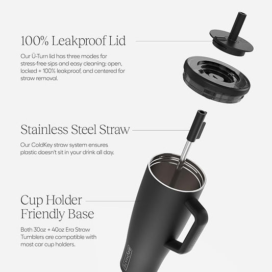 BrüMate Era 30 oz Tumbler with Handle & Straw | 100% Leakproof Insulated Water Bottle Tumbler with Lid & Flexible SoftSip Straw | Made of Stainless Steel | Cup Holder Friendly | 30oz (Violet Crush)