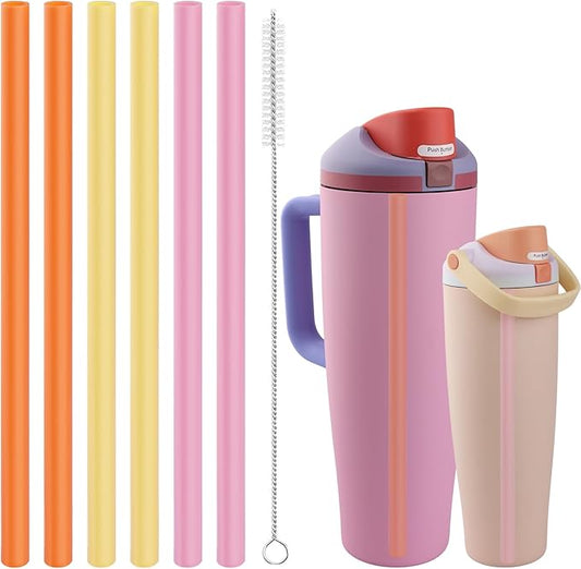 Replacement Straws Compatible with Owala FreeSip,Free sip Sway 40 Oz Water Bottle,Replacement Parts for Owala FreeSip 40 Oz Tumbler Include 6 BPA-FREE Straw and 1 Cleaning Brush