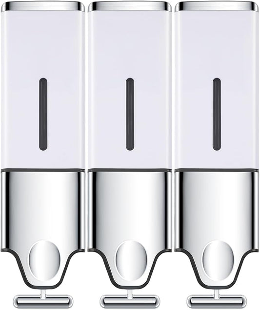 3-in-1 Quadrate Dispensers for The Shower,Shower soap Dispenser,Conditioner Dispenser, Shampoo Dispenser,No Drilled Wall Mounted Distributor,Hotel,Bathroom,Home