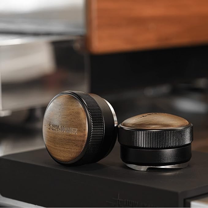 MHW-3BOMBER Espresso Coffee Distributor 58.35mm, Espresso Distribution Tool with Wooden Lid, Adjustable Height Coffee Leveler with Non-slip for 58mm Portafilters, Espresso Accessories T5270L4