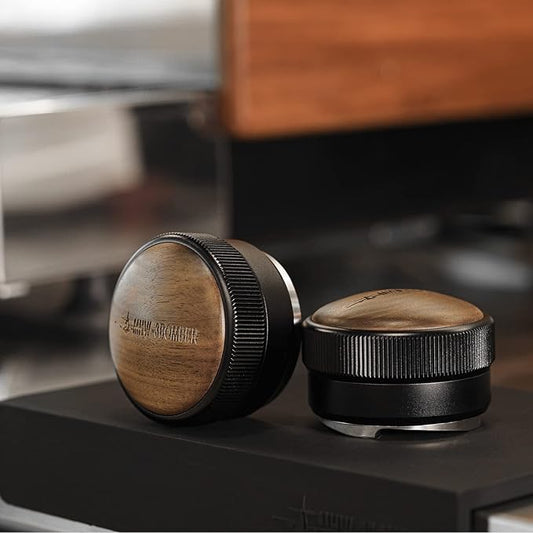 MHW-3BOMBER Espresso Coffee Distributor 58.35mm, Espresso Distribution Tool with Wooden Lid, Adjustable Height Coffee Leveler with Non-slip for 58mm Portafilters, Espresso Accessories T5270L4