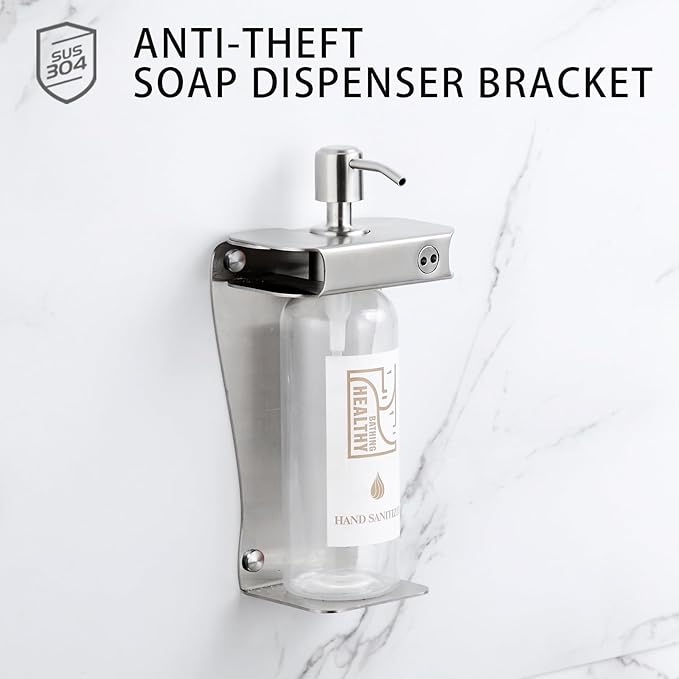 Shampoo, Conditioner, Shower Gel Dispenser 3 Room refillable Shampoo and Conditioner Pump Bottle Wall-Mounted Slot Shower soap Dispenser (KCLS-1), Brushed Stainless Steel