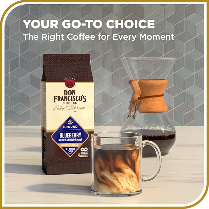 Don Francisco's Blueberry Ground Coffee, Medium Roast – 100% Arabica, Flavored Coffee, 3-Pack of 12 oz Bags