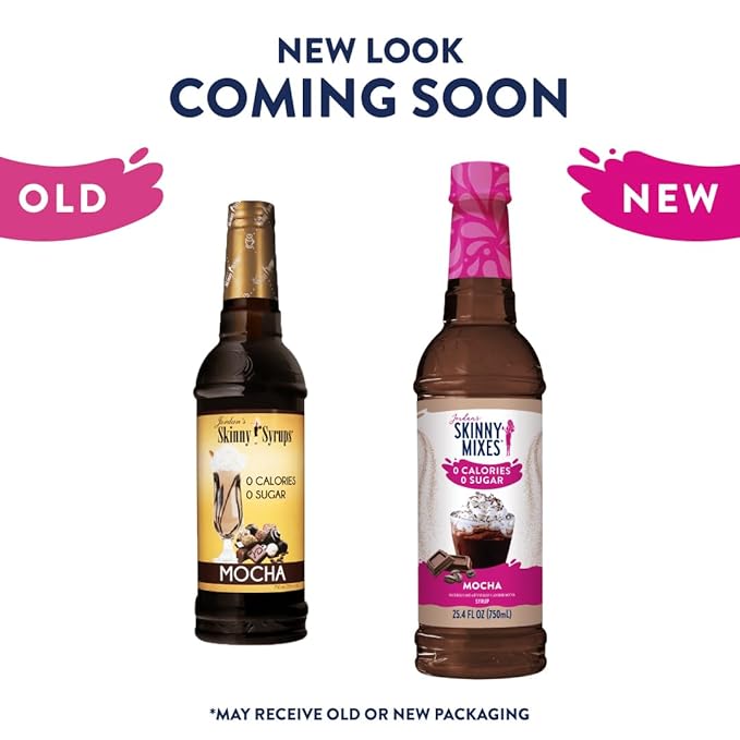 Jordan's Skinny Mixes Sugar Free Coffee Syrup, Mocha Coffee Flavoring Syrup, Zero Calorie Drink Mix, Lattes, Baking, Protein Shake or Cocktail, Dairy & Gluten Free, Kosher, 25.4 Fl Oz
