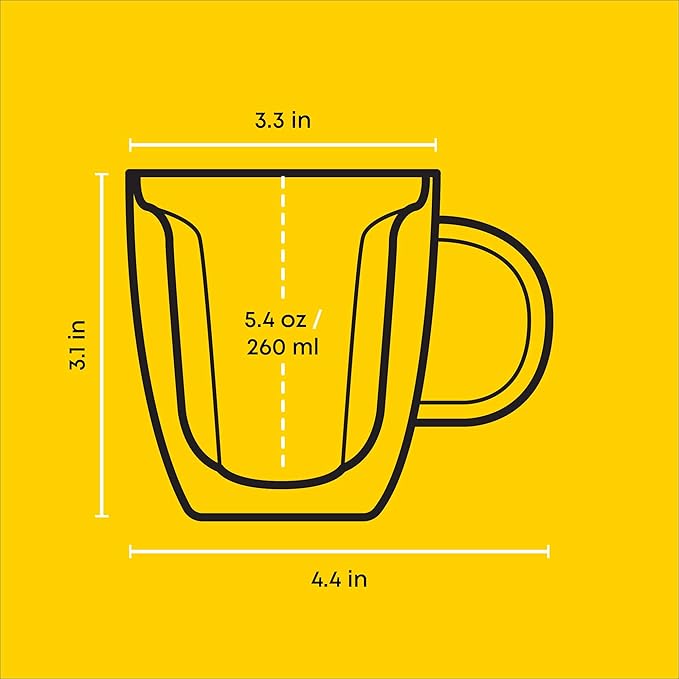 JoyJolt Disney Mickey Mouse 3D Espresso Cups 5.4oz Glass Set of 2 - Insulated Double Wall Design, Unique Coffee Mugs